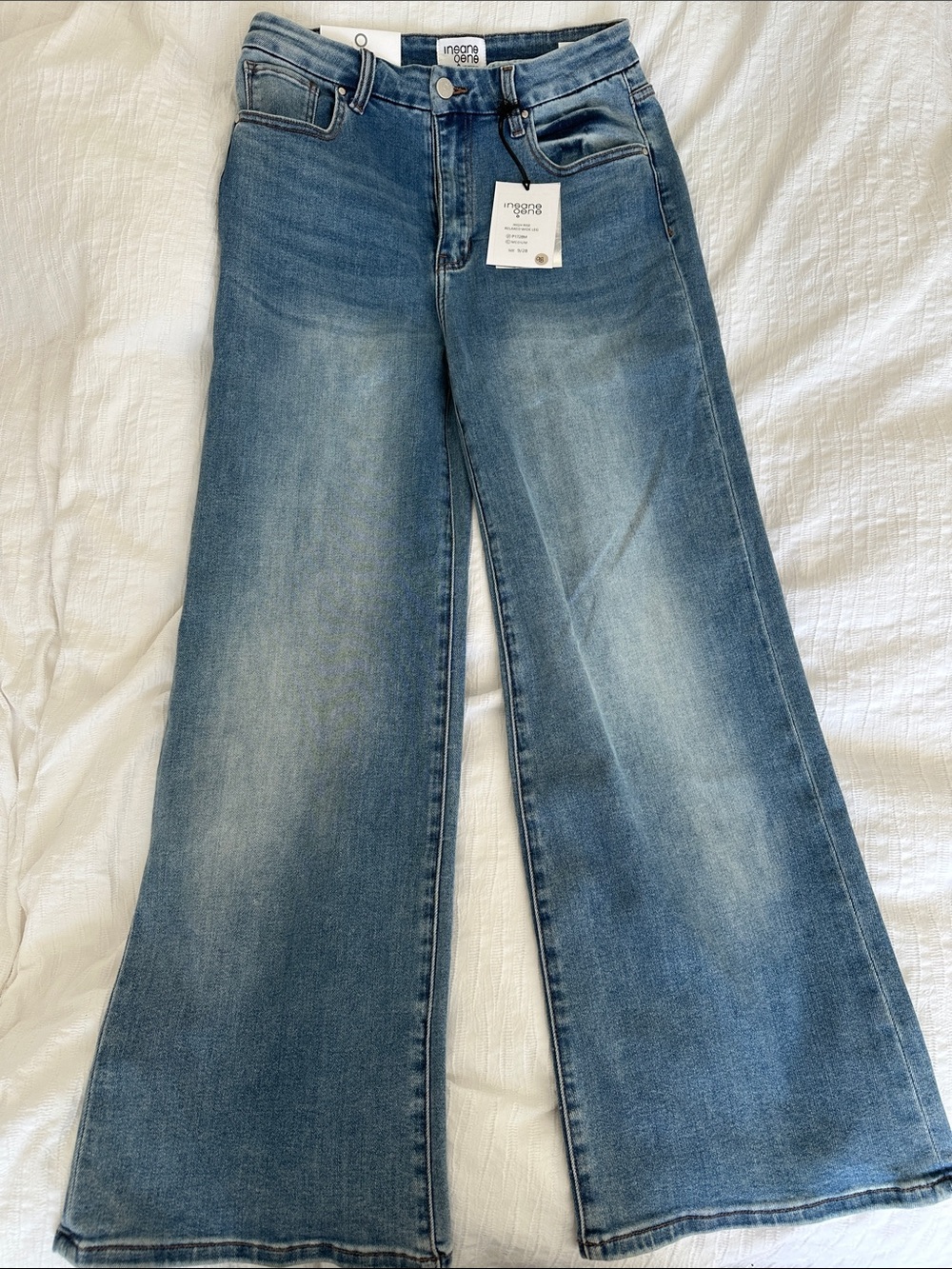 NWT Insane Gene High Rise Relaxed Wide Leg Jeans Size 9/28 Medium Wash